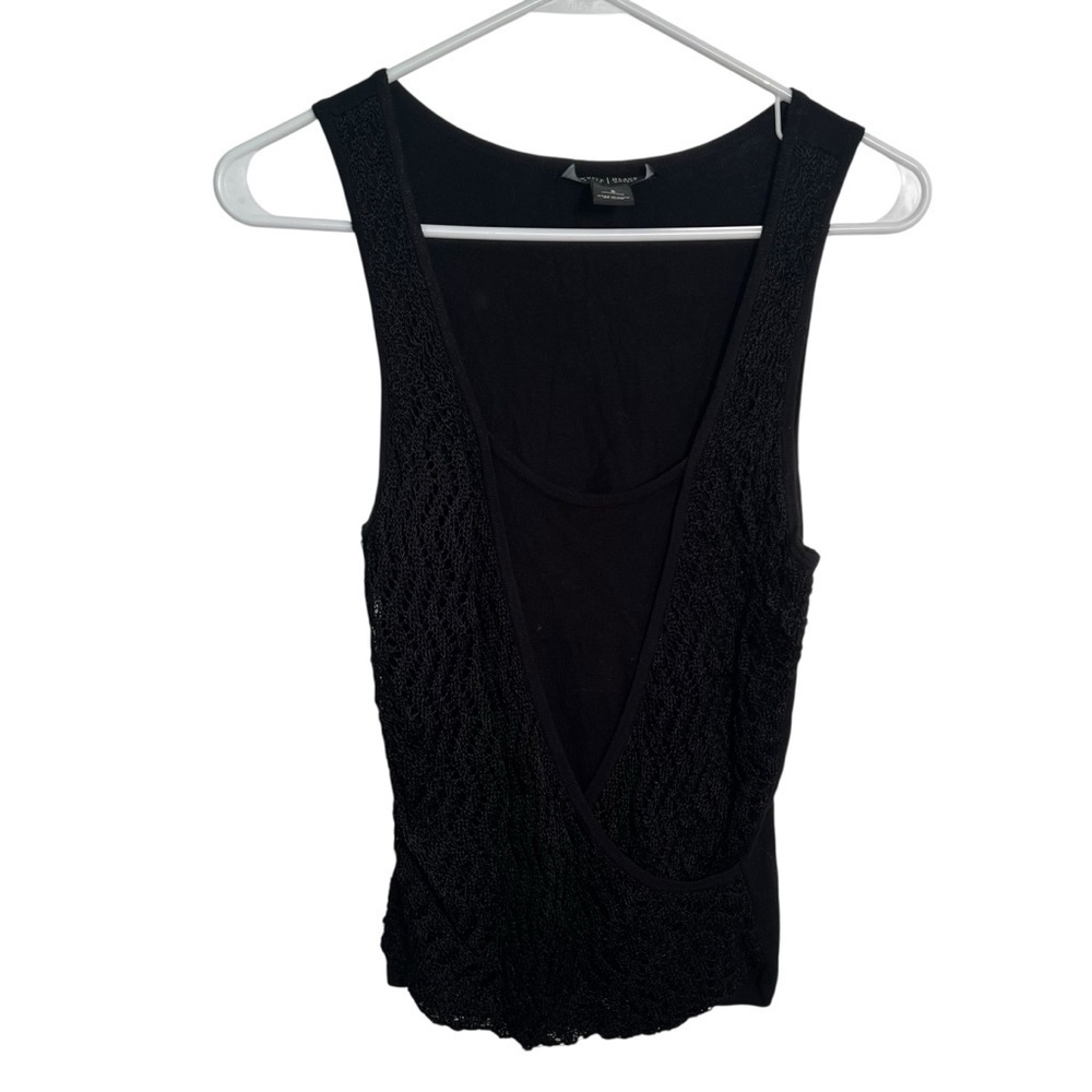 White House Black Market Women's Size Small Sleeveless Knit Top Black Crochet